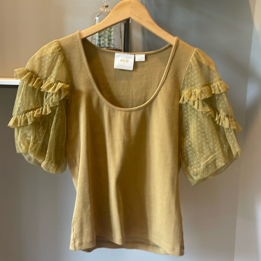 Maeve Ruffled Blouse with Scoop Neckline